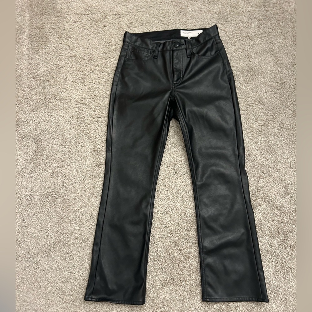 Rag & Bone Jet Black Leather Trousers